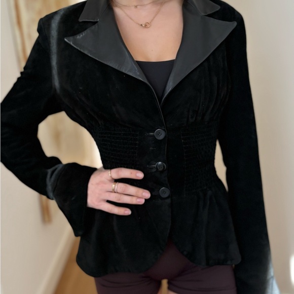 RARE JENNIFER TATANELLI CASINI FIRENZE SUEDE CORSET LEATHER JACKET BLACK - Picture 8 of 16
